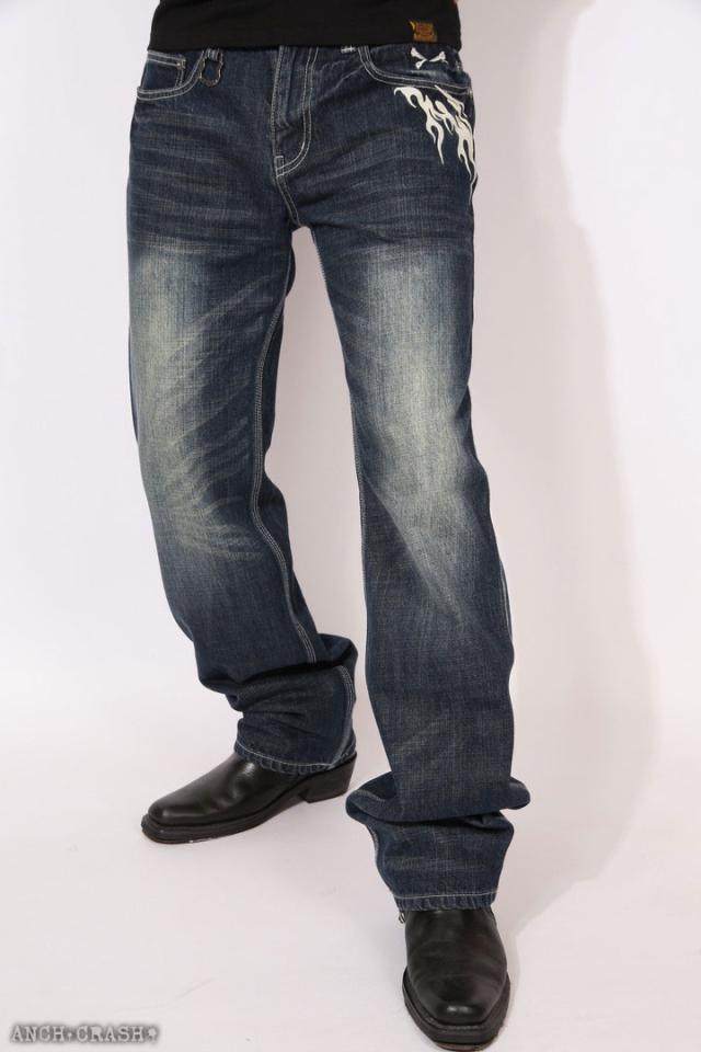 VANSON トライバルスカル 刺繍 デニムパンツ(SP-B-26)バンソン USED