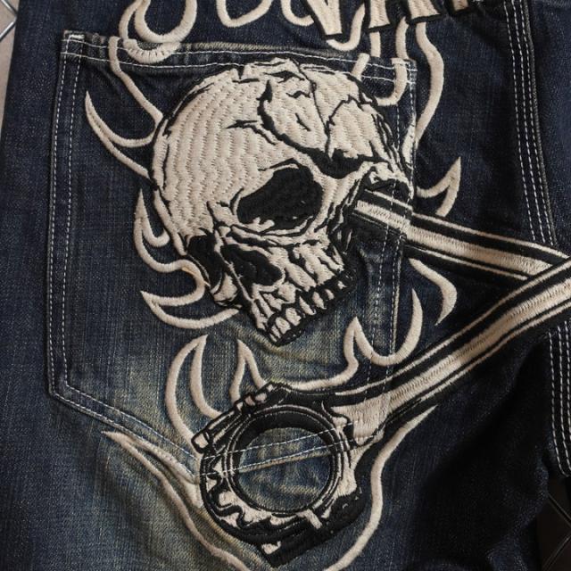 VANSON ピストン×スカル 刺繍 デニムパンツ(SP-B-32)バンソン ワン