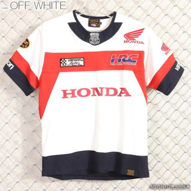 VANSON HONDA 半袖Tシャツ(HRV-2401)【送料無料】バンソン ホンダ 刺繍