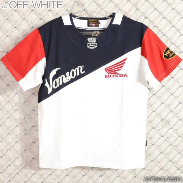 VANSON HONDA 半袖TEE (HRV-2507) 【送料無料】バンソン ホンダ 半袖Tシャツ 刺繍 ワッペン_4