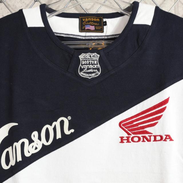 VANSON HONDA 半袖TEE (HRV-2507) 【送料無料】バンソン ホンダ 半袖Tシャツ 刺繍 ワッペン_5