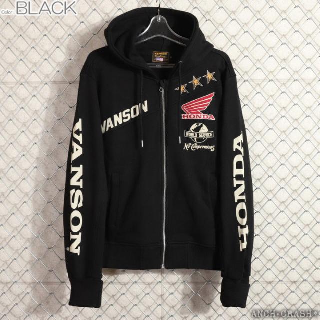 VANSON HONDA フルZIP パーカー (HRV-2515) 【送料無料】バンソン ホンダ 刺繍_12