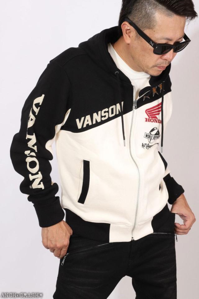 VANSON HONDA フルZIP パーカー (HRV-2515) 【送料無料】バンソン ホンダ 刺繍_1