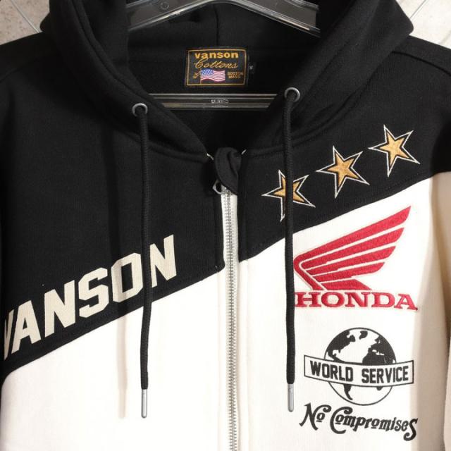 VANSON HONDA フルZIP パーカー (HRV-2515) 【送料無料】バンソン ホンダ 刺繍_4