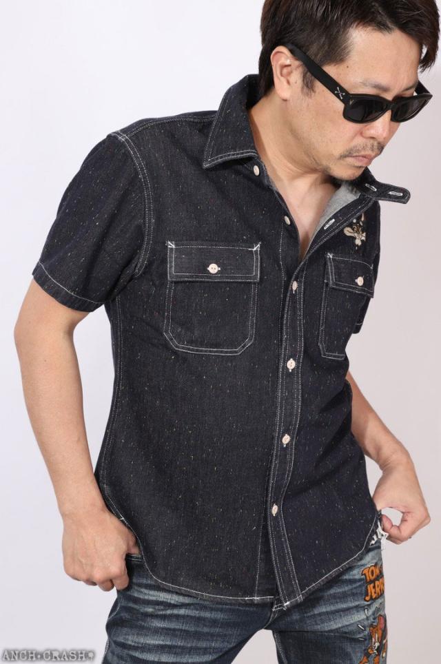 VANSON ルーニー・テューンズ コラボ ネップデニム半袖シャツ (LTV