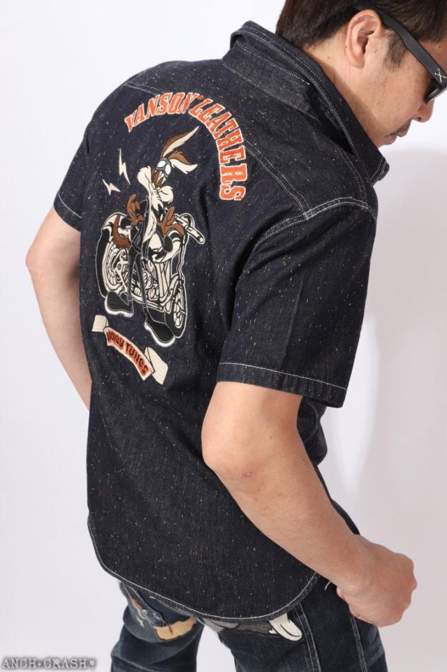 VANSON ルーニー・テューンズ コラボ ネップデニム半袖シャツ (LTV