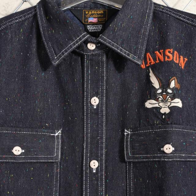 VANSON ルーニー・テューンズ コラボ ネップデニム半袖シャツ (LTV