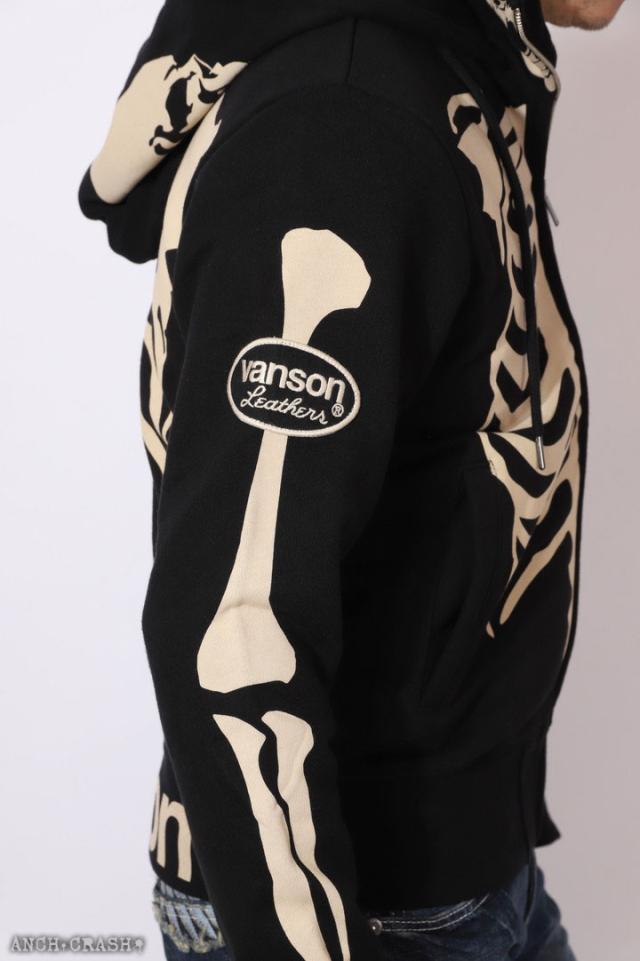 VANSON バンソン ボーン スタンドカラーパーカー(NVSZ-2211)裏毛 刺繍