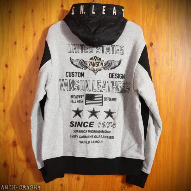 VANSON ウィングエンブレム フルZIP パーカー (NVSZ-2512) 【送料無料