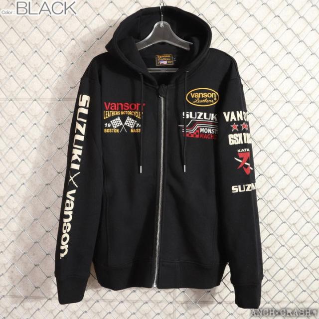 VANSON SUZUKI KATANA フルZIP パーカー (SMV-2505) 【送料無料】バンソン スズキ 刺繍 ワッペン_12