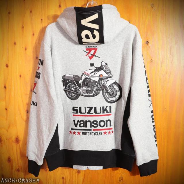 VANSON SUZUKI KATANA フルZIP パーカー (SMV-2505) 【送料無料】バンソン スズキ 刺繍 ワッペン_7