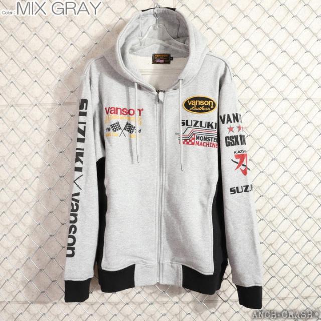VANSON SUZUKI KATANA フルZIP パーカー (SMV-2505) 【送料無料】バンソン スズキ 刺繍 ワッペン_3