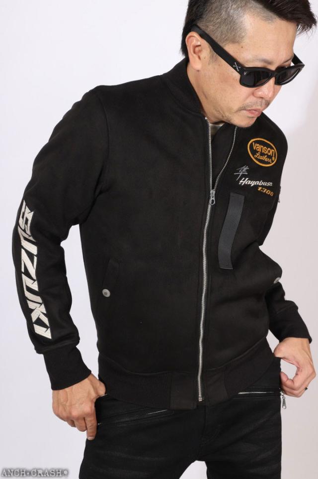 VANSON SUZUKI HAYABUSA ボンディング MA-1 (SMV-2507) 【貨物輸送無料】バンソン スズキ 刺しゅう 紋章 起毛 裏毛革