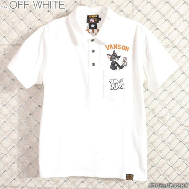 Mサイズのみラスト1点もってけ価格！在庫限りセール SALE 20%off VANSON トムとジェリー コラボ 半袖ポロシャツ (TJV-2510) 【送料無料】バンソン TOM AND JERRY 刺繍 ご奉仕品の為返品交換不可_3