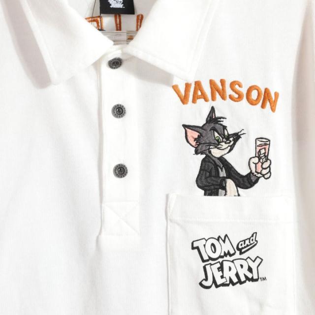 Mサイズのみラスト1点もってけ価格！在庫限りセール SALE 20%off VANSON トムとジェリー コラボ 半袖ポロシャツ (TJV-2510) 【送料無料】バンソン TOM AND JERRY 刺繍 ご奉仕品の為返品交換不可_4