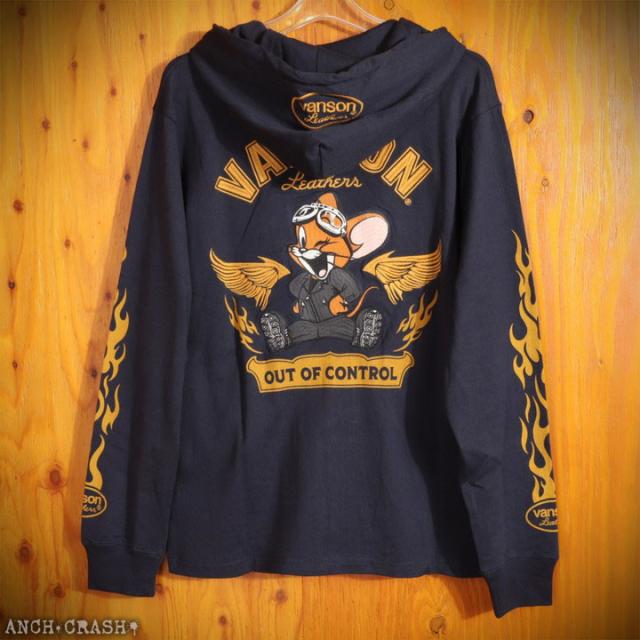 VANSON トムとジェリー コラボ ZIP パーカー (TJV-2528) 【送料無料】バンソン TOM AND JERRY 刺繍_7