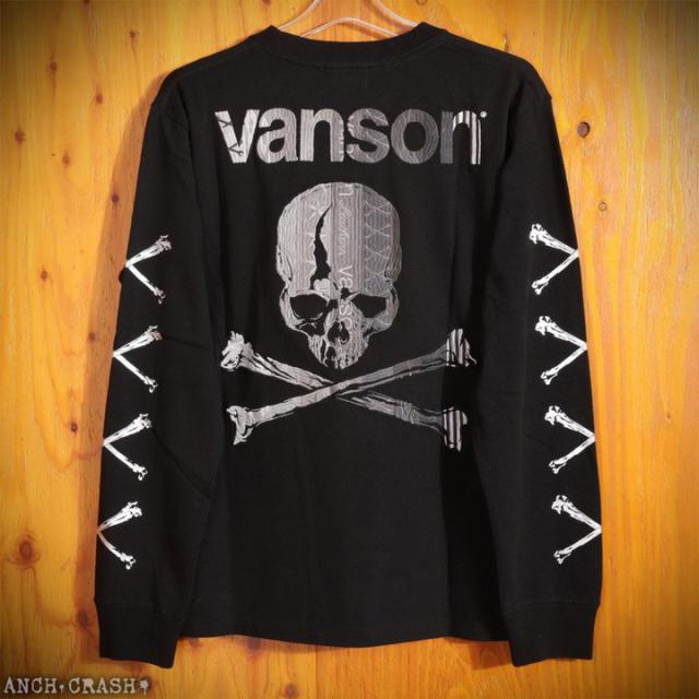 VANSON スカル 箔プリント ロンTEE (NVLT-2512) 【送料無料】バンソン