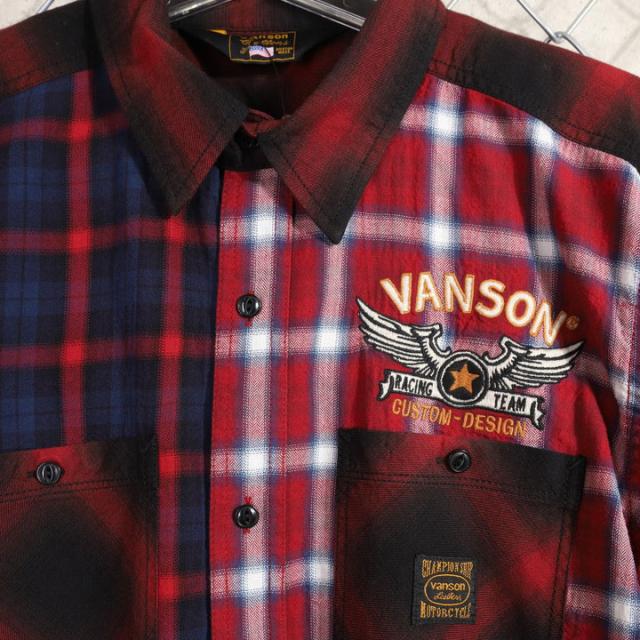 在庫限りセール SALE 30%off VANSON バンソン マルチカラー 半袖 チャックシャツ(NVSS-2303)ウィングスター 刺繍 ご奉仕品の為返品交換不可_4