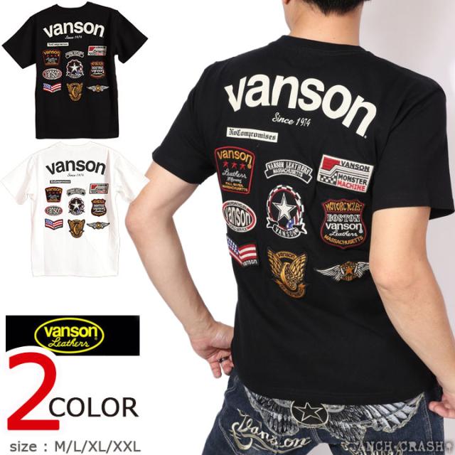 VANSON ワッペン×10 半袖Tシャツ (NVST-2620) 【送料無料】バンソン