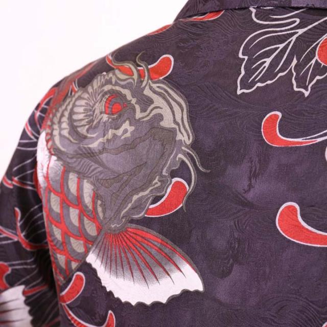 在庫限りセール SALE 30%off [satori さとり]跳ね双鯉 シルク半袖 和柄