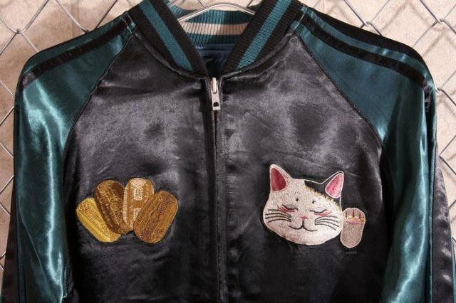 花旅楽団SCRIPT 招き猫 刺繍 和柄スカジャン(SSJ-514)スーベニア