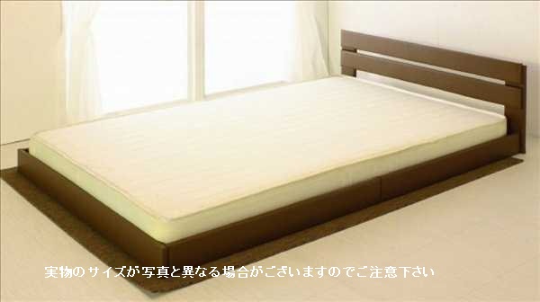 「メーカー直送」264-04L-LD 友澤木工 オールレザーデザインパネルロングサイズフロアベッド ダブル(ロング) ブラウン