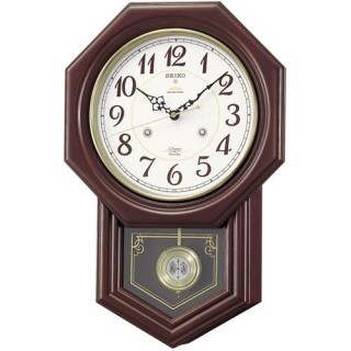 セイコー SEIKO 掛時計 チャイム＆ストライク 振り子付 木枠 MDF・アルダー 濃茶木地塗装 RQ205B