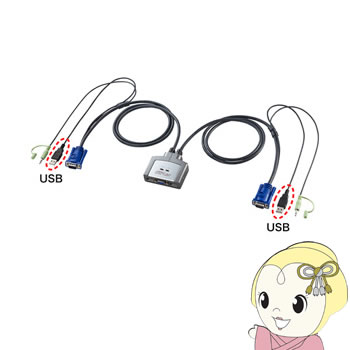 SW-KVM2AUUN サンワサプライ パソコン自動切替器（2:1）