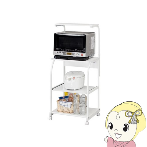 キッチンラック レンジ台 おしゃれ 岩附 キャスター付 スチールフレーム 上棚付きタイプの通販は