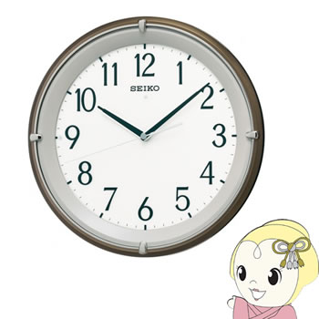 セイコークロック SEIKO 掛け時計 自動点灯 電波 アナログ 夜でも見える 木枠 茶メタリック 白色LED KX203B