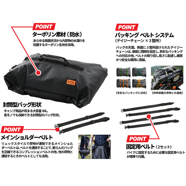 【メーカー直送】 DBT427-BK ドッペルギャンガー ターポリンツーリングシートバッグ_1