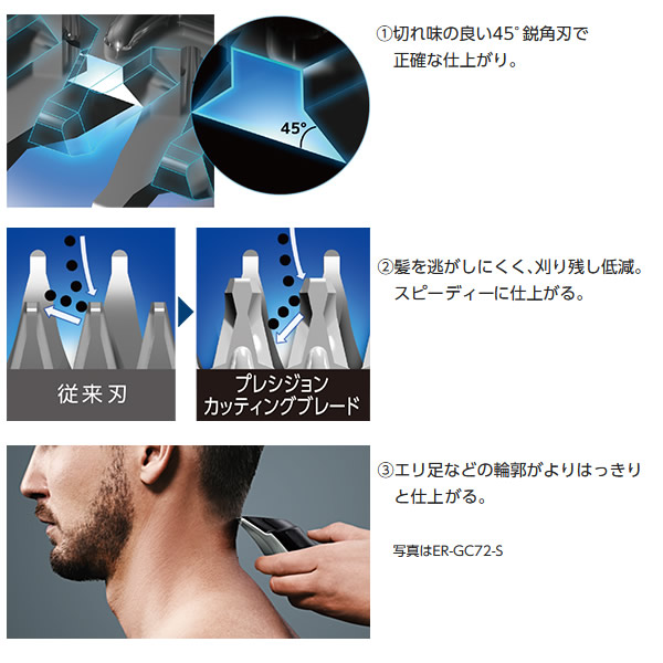 パナソニック 充電式 ヘアーカッター シルバー ER-GC75-S