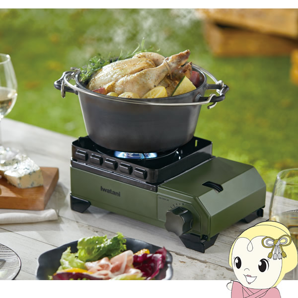 イワタニ 岩谷 カセットガス アウトドアこんろ カセットフー タフまるJr オリーブ CB-ODX-JR ガスコンロ 専用キャリングケース キャンプ BBQコンロ