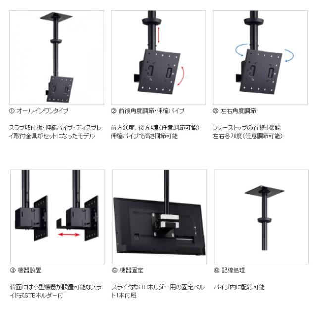 在庫あり　天吊金具 ハヤミ 中型用 〜50V型対応 TH-B74L VESA規格 100×100 200×200 ハミレックス HAMILeX テレビ ディスプレイモニター用_2