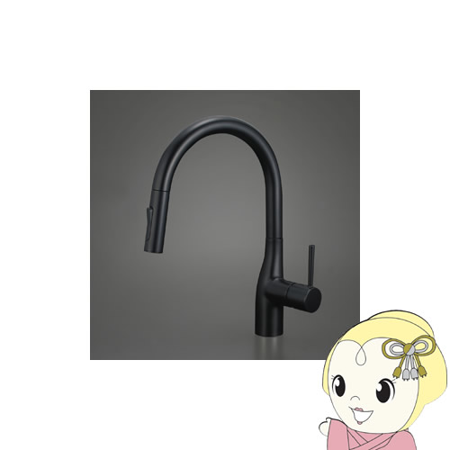 【直送】 KVK シングルシャワー付混合栓 吐水口回転規制160° 寒冷地仕様 マットブラック KM6061ZECM5
