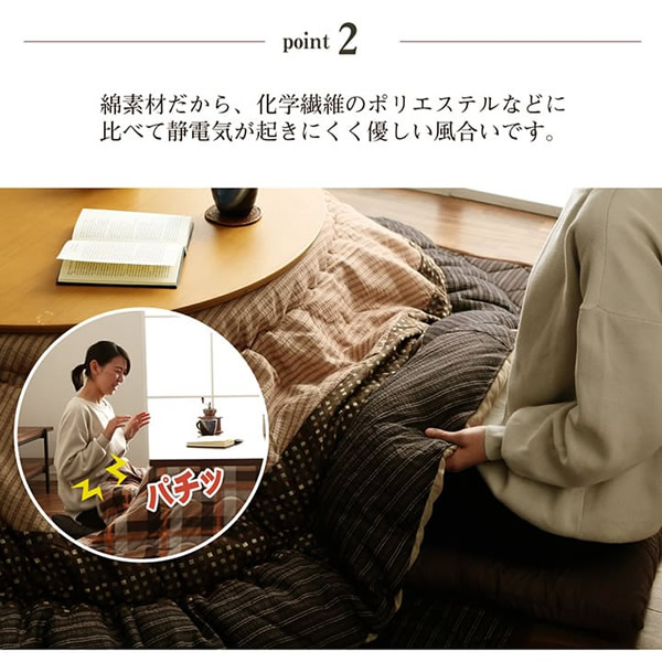 こたつ布団 掛敷セットイケヒコ 形 セット しじら織り ブラウン IKE-5100170_4