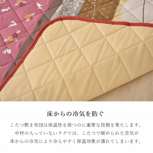こたつ布団 掛敷セット 長方形 イケヒコ セット 和柄 ウサギ柄 ローズ IKE-5965150_7