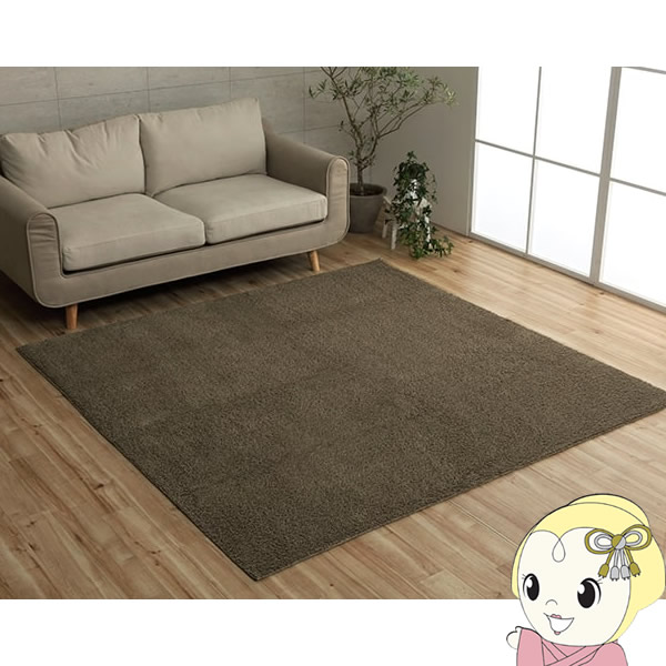 ラグ 正方形 イケヒコ ミックスパイル 洗える 滑りにくい加工 オーバーロック ブラウン IKE-3985389の通販は 9,980円