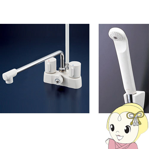 【直送】 KVK デッキ型２ハンドルシャワー ３００ｍｍパイプ付 寒冷地用 KF2008ZG3R3の通販は 14,820円