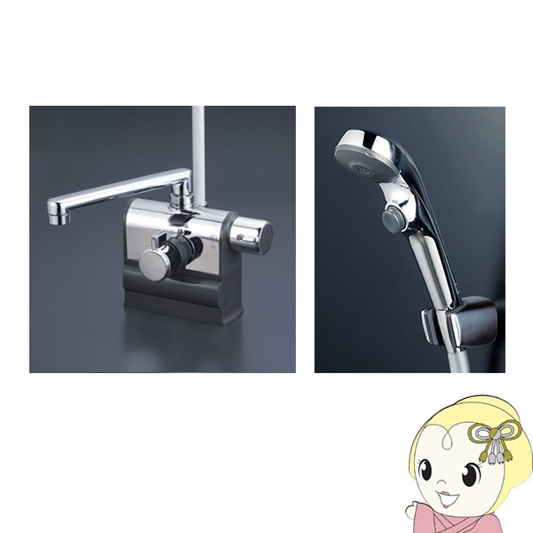 Amazon | KVK デッキ形サーモスタット式混合栓 右ハンドル仕様 可変