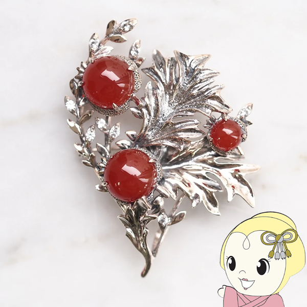 ブローチ/ペンダントヘッド ウィリアム・モリス りんご 赤メノウ レッドアゲート シルバー925 碌山 の通販は 13,794円