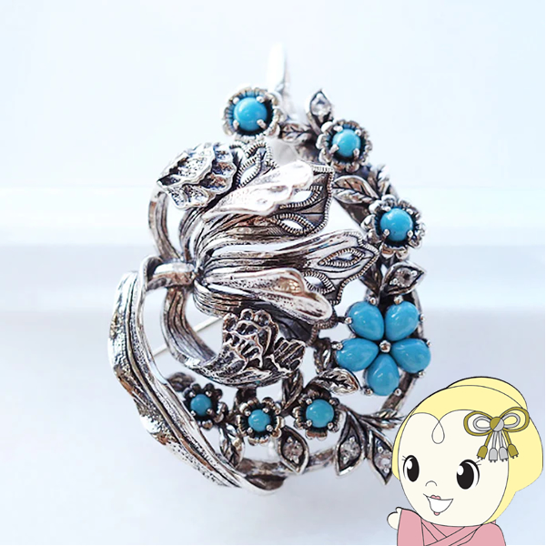 ブローチ/ペンダントヘッド ウィリアム・モリス るりはこべ トルコ石 ターコイズ シルバー925 碌山の通販は 25,300円