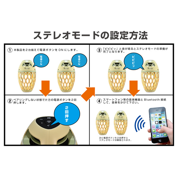 Bluetoothスピーカー【2個セット】ホノベ電機 BOOS ポータブル 炎音 En-on 限定色 亜麻色 HNB-RS1-AMA 防滴 IPX5_4