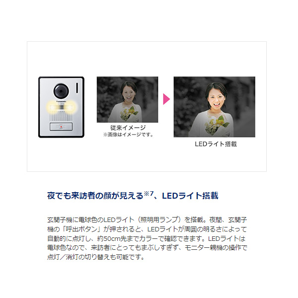 在庫あり　ワイヤレステレビドアホン インターホン 配線工事不要 パナソニック VS-SGE20LA 2.7型カラー液晶 無線接続 電池式 自動録画機能付_5
