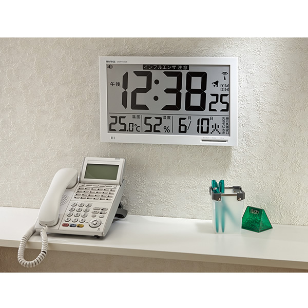 在庫あり　掛け時計 電波時計 温度計 湿度 置き時計 大型 兼用 熱中症対策 ノア精密 W602WH_3