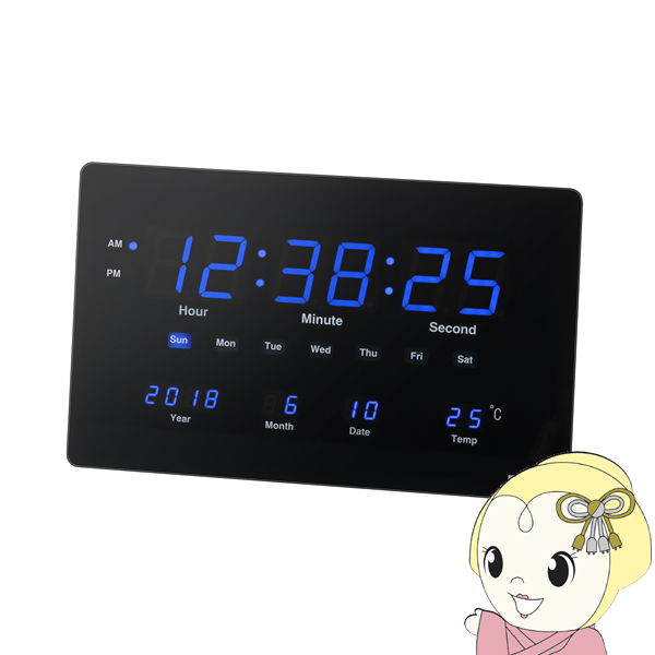 大型LED掛けデジタル時計 デジタル ノア精密 MAG マグ LED 非電波 温度 カレンダー 置き掛け兼用 AC電源 デジブルーの通販は 7,678円