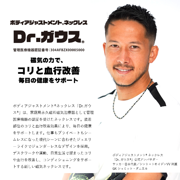 磁気ネックレス Dr.ガウス ハイグレード L 男女兼用 管理医療機器 天然石 ホワイトゴールド 18金 10金 K18WG K10WG_5