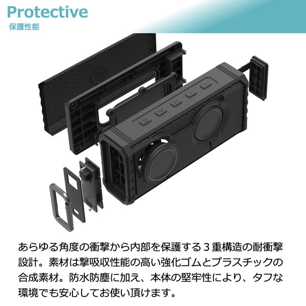 在庫僅少　Bluetoothスピーカー ワイヤレス 防水 高音質 おしゃれ アウトドア キャンプ 大音量 重低音 FSBTS202HW2 40s FORTIES ブラック_9