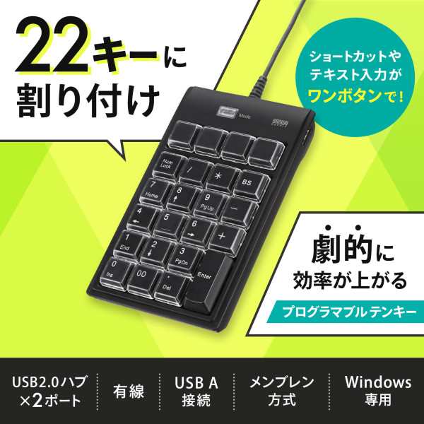 テンキー サンワサプライ プログラマブル NT-19UH2BKN2 割り付け機能