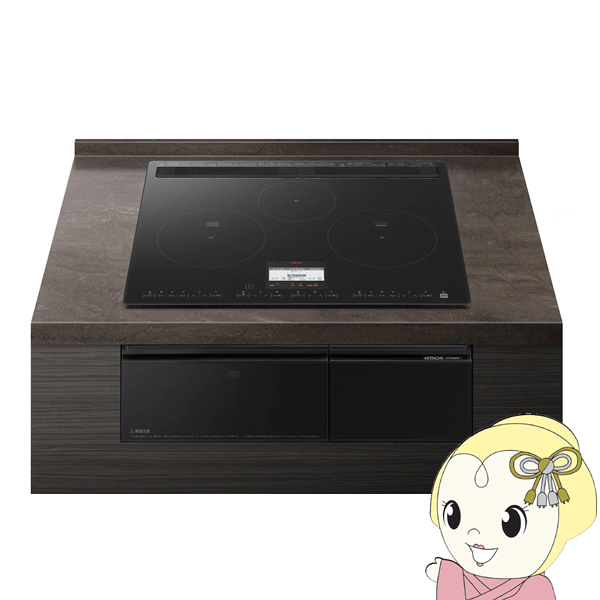 [予約]ビルトインIHクッキングヒーター 日立 幅60cm 鉄・ステンレス対応 プレミアムブラック HT-N100KTF-K